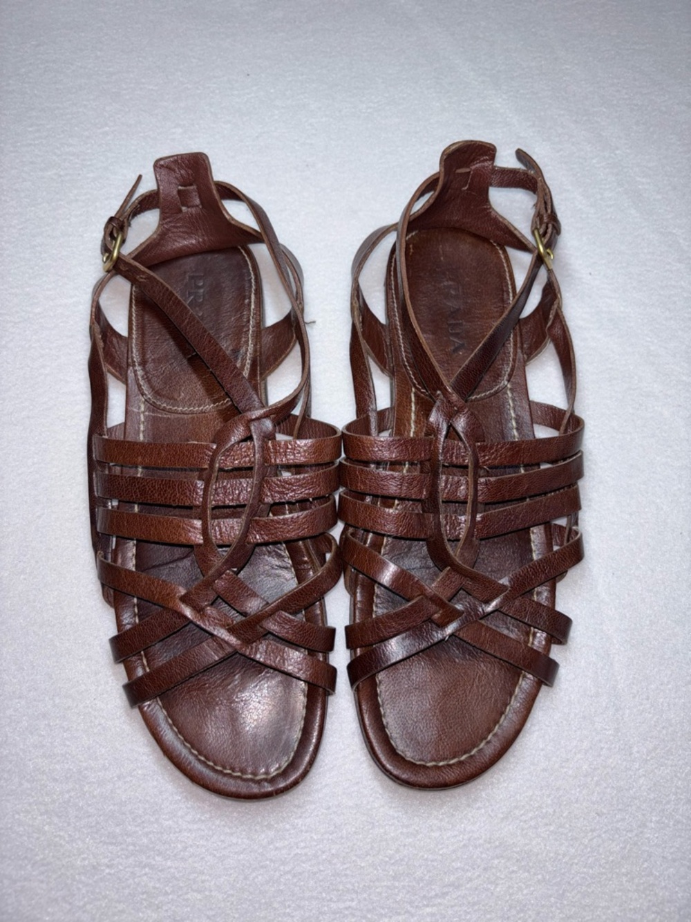 Prada Brown Leather Gladiator Sandals Size 39